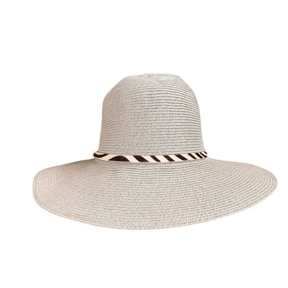 Anthropologie Hat Attack Rancher Fedora Straw Hat Gray One Size - Picture 2 of 5